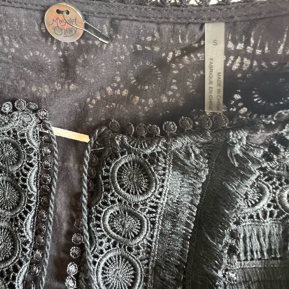 Margaret O’Leary Cotton Fringe Lace Dress Black S - Picture 9 of 9